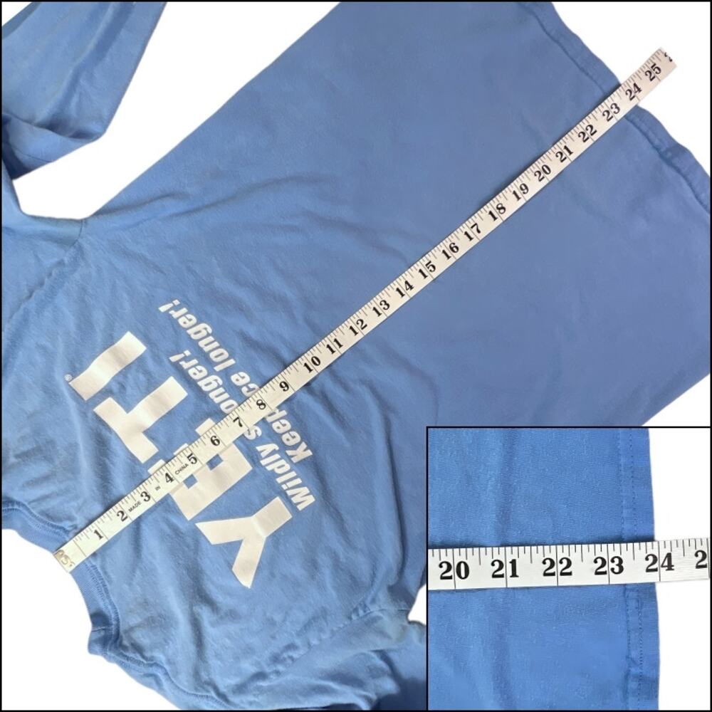 Gildan Crew Neck YETI Printed Both Sides Long Sleeve Tee Shirt Top Size Small - Picture 9 of 10